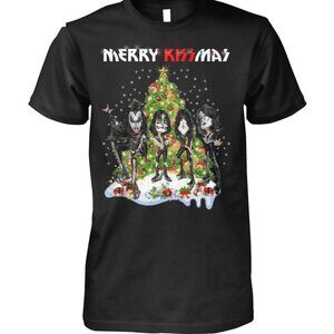 Kiss Band Merry Kissmas T-Shirt Funny Christmas Rock Music Graphic Tee 73